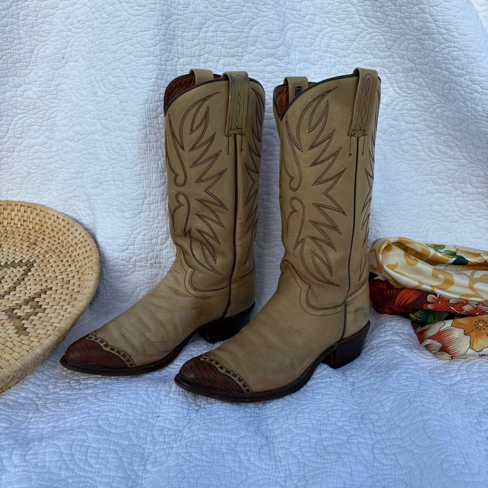 Dan Post Western Cowboy Boots | Leather | Vintage | Sz 6.5 - Picture 4 of 16